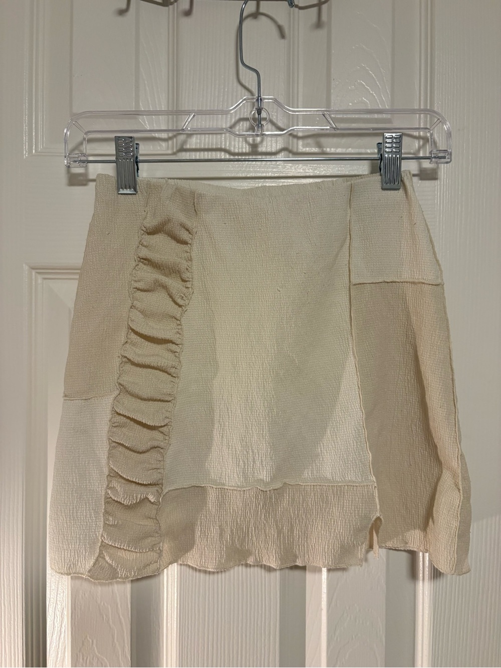 Urban Outfitters Cream Patchwork Ruffle Mini Skirt - Neutral Tone